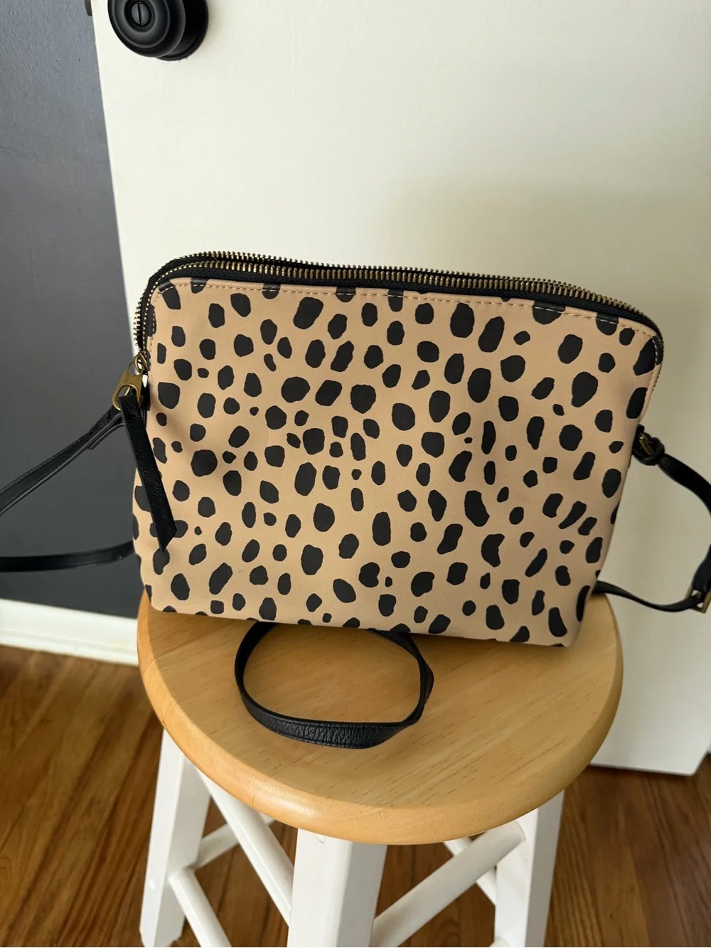 Universal Thread Leopard Print Crossbody in Beige and Black